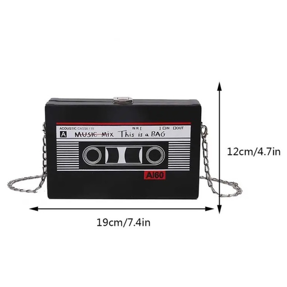 NWT Bloggers Favorite black faux-leather mix tape crossbody bag new with tags - Picture 3 of 4